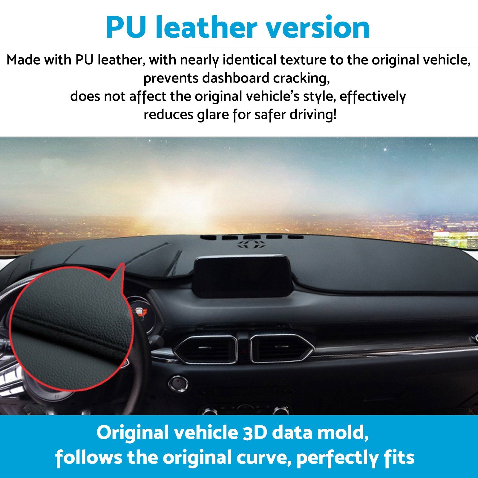 Dash Mat Microfiber Leather Black Suitable For Toyota Prado 150 Series 2009-2024
