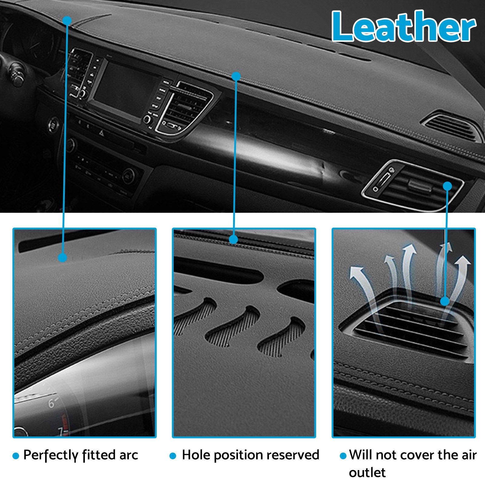 Dash Mat Microfiber Leather Black Suitable For Toyota Prado 150 Series 2009-2024